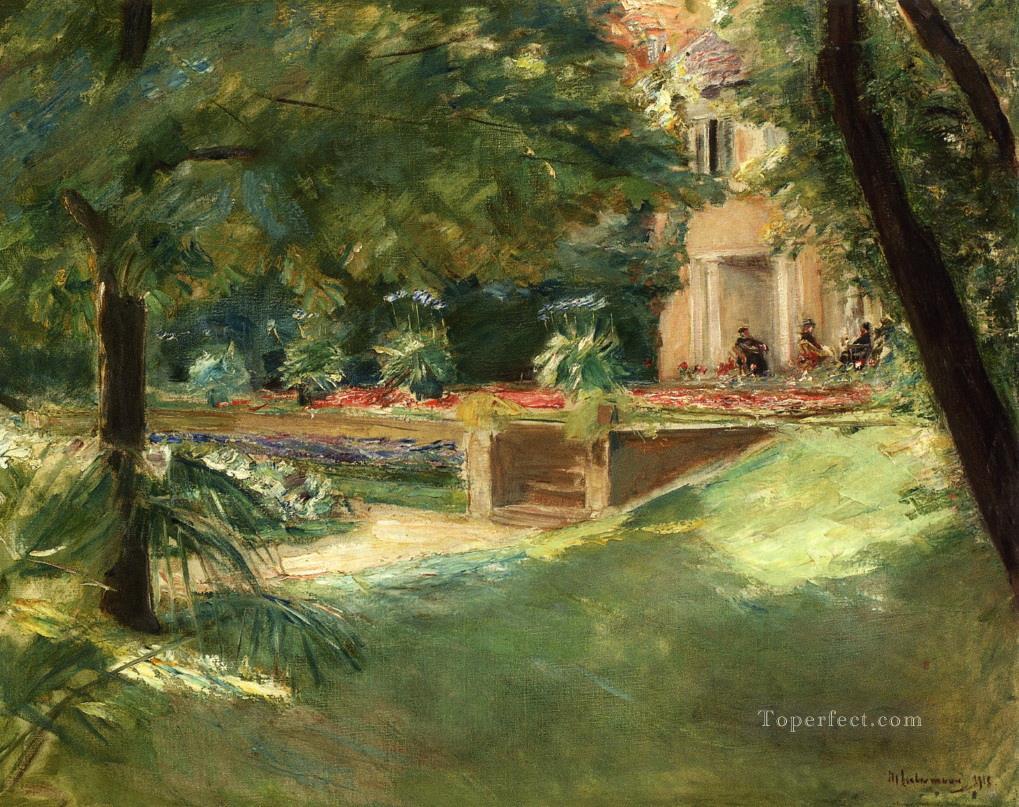 Terraza con vistas al jardín de flores en Wannsee 1918 Max Liebermann Impresionismo alemán Pintura al óleo